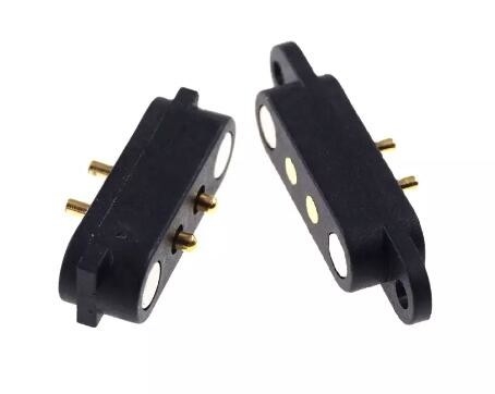 Conector de pinos POGO magnético 4p 2A Pitch 2.8mm para montagem de painel de soldagem de PCB de flange